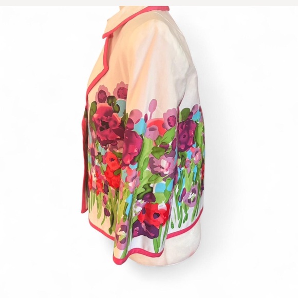 Vintage Floral Print Jacket with Pink Trim - Picture 3 of 9